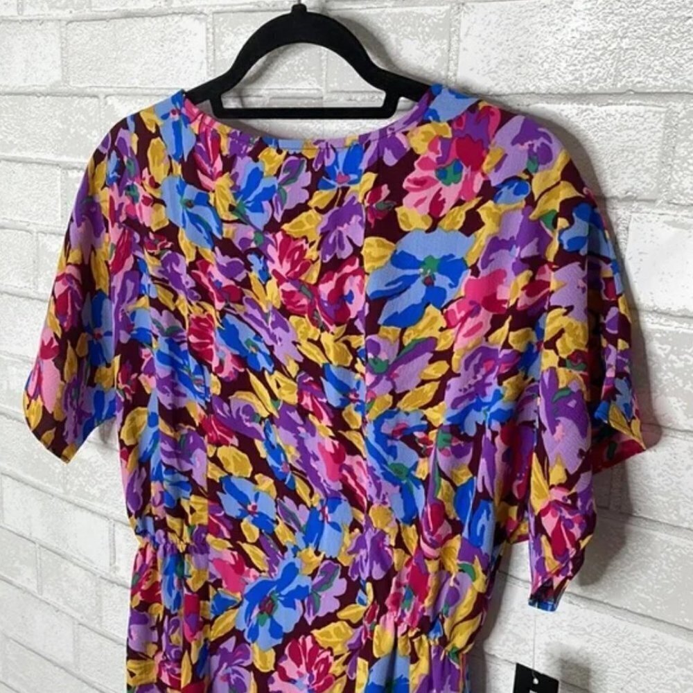 NWT Donna Morgan Floral Short Sleeve Ruffle Hem Dress - Picture 5 of 15